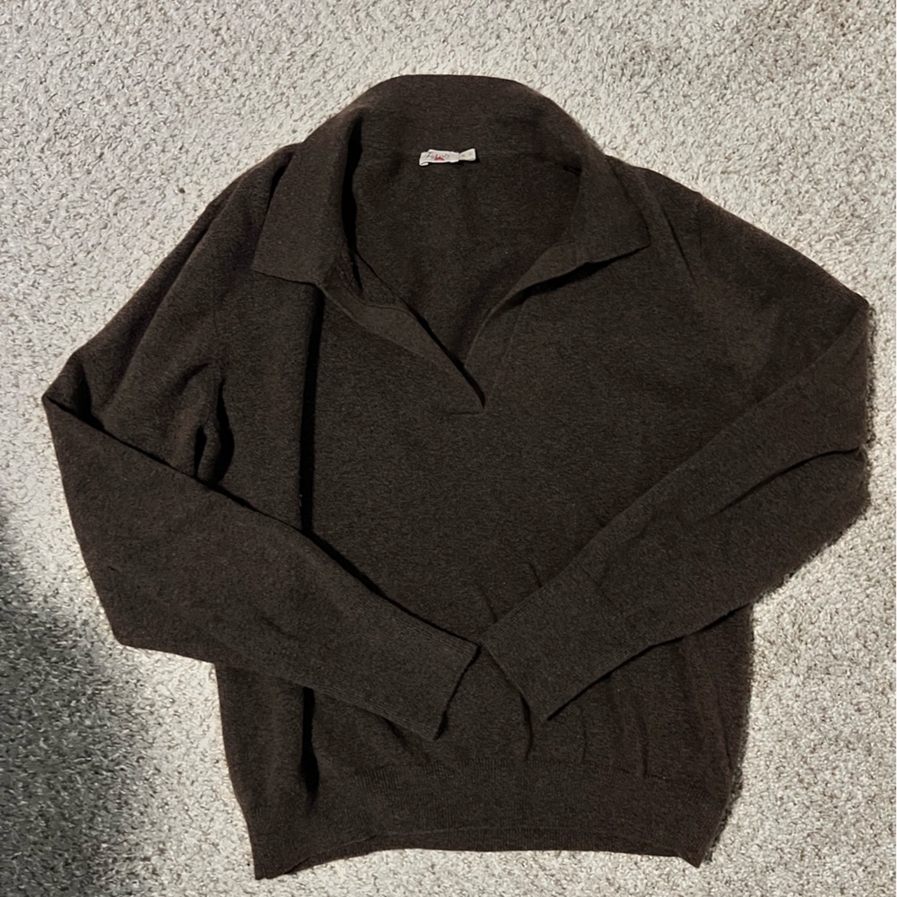 Faherty Women’s Jackson Sweater Polo - mocha heather